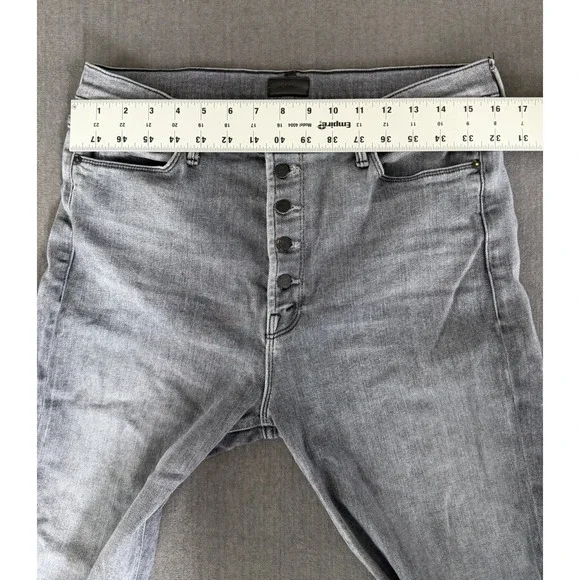 Mother The Pixie Dazzler Ankle Fray Jeans Digging Up Dirt Grey Button Fly 33